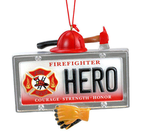 Item 825041 Firefighter Hero License Plate Ornament