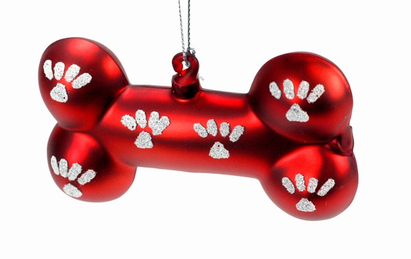 Item 844012 Red/White Dog Bone Ornament