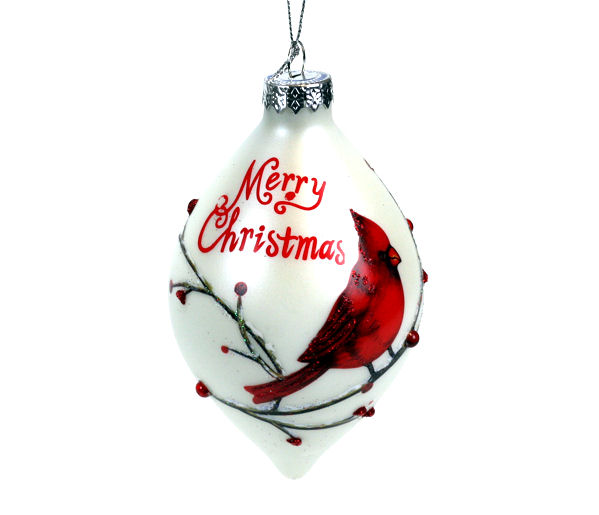 Item 844055 Merry Christmas Cardinal Finial Ornament