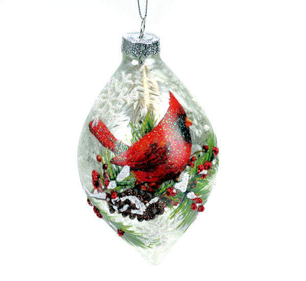 Item 844057 Cardinal With Pine Cone/Berries Finial Ornament