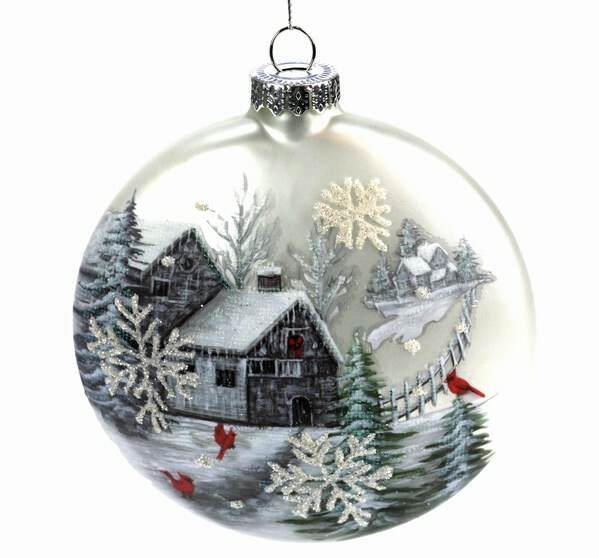 Item 844097 Snowy House In The Woods Disc Ornament