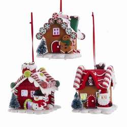 Thumbnail Battery Operated LED Lighted Gingerbread House Ornament