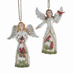 Thumbnail Birch Berry Angel With Cardinals Ornament