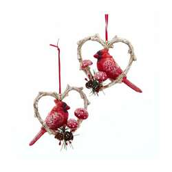 Thumbnail Cardinal Birds In Heart Frame Ornament