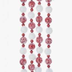 Thumbnail 6 Foot Red and White Frosted Bead Garland
