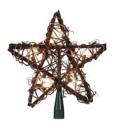 Thumbnail Lighted Natural Star Tree Topper With 10 Lights