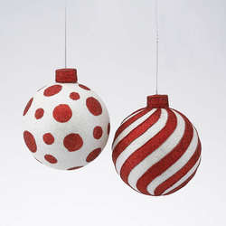 Item 100765 Polka Dot/Striped Ball Ornament