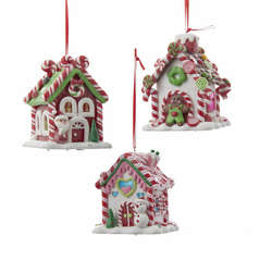 Item 101011 Battery Operated LED Gingerbread Candy House Ornament