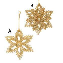 Item 101080 Champagne/Gold Snowflake Ornament