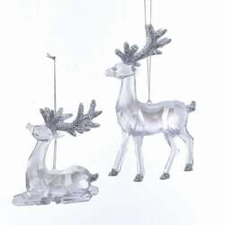 Item 101208 Clear Glitter Reindeer Ornament