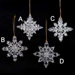 Thumbnail Clear and Silver Snowflake Ornament
