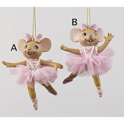 Item 101481 Ballet Mouse In Pink Dress Ornament