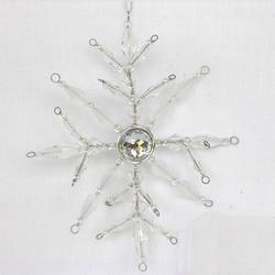Item 101828 thumbnail Clear & Silver Snowflake With Jewel Ornament