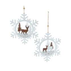 Item 101858 White Snowflake With Deer Ornament