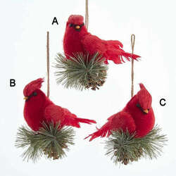 Thumbnail Cardinal On Pine Cone Ornament