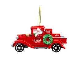 Item 102078 Coke Santa Pickup Truck Ornament