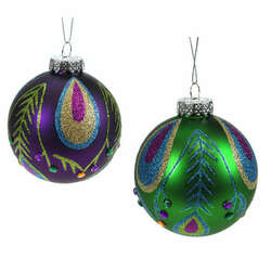 Item 102083 Peacock Purple/Green Ball Ornament