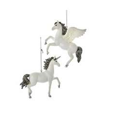 Thumbnail White Silver Unicorn/Pegasus Ornament