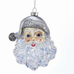 Thumbnail Santa Face With Glittered Silver Hat Ornament