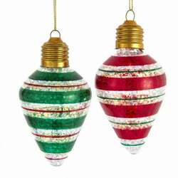 Item 102585 Christmas Light Bulb With Glitter Ornament