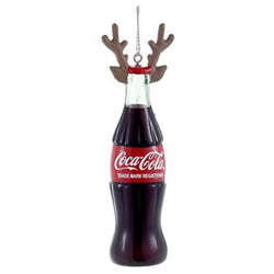 Item 102701 Coke Bottle With Antlers and Red Nose Ornament