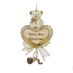 Item 102719 Baby's First Christmas Bear With Heart Ornament