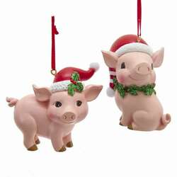 Thumbnail Pig With Santa Hat Ornament