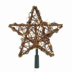 Thumbnail Rattan Natural Star Tree Topper With 20 Lights