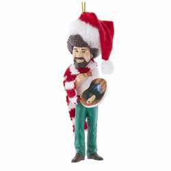 Item 102924 Bob Ross With Hat and Scarf Ornament
