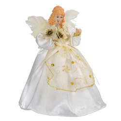 Thumbnail Ivory/Gold Angel Tree Topper With 10 Lights