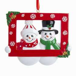 Item 103013 Snowman Couple Holding Frame Ornament