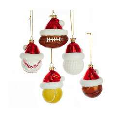 Item 103022 Sport Ball With Santa Hat Ornament