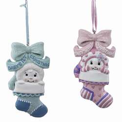 Item 103517 Baby's First Stocking With Snowkid Ornament