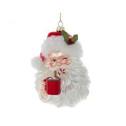 Thumbnail Noble Gem Santa Face With Cocoa Mug Ornament