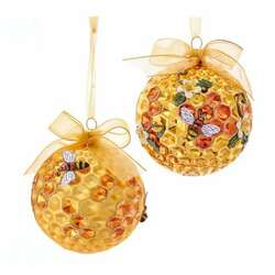 Item 103735 Glass Honeycomb Ball With Bee Pattern Ornament