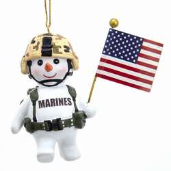 Thumbnail Us Marine Corps Snowman With Flag Ornament