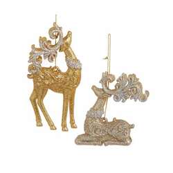 Thumbnail Gold/Silver Glitter Deer Ornament