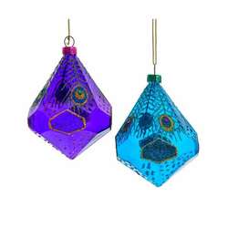 Thumbnail Glass Purple/Teal Peacock Ornament