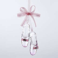 Item 105128 Pair of Pink/Clear Ballet Shoes With Bow Ornament