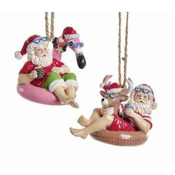 Thumbnail Beach Santa On Float Ornament