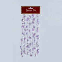 Thumbnail Purple and White Rose Iridescent Beaded Tinsel Garland