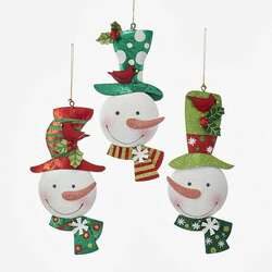 Item 106125 Multicolor Glitter Snowman Head Ornament