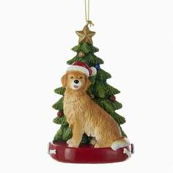 Thumbnail Golden Retriever With Tree Ornament