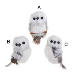 Item 106519 Gray/White Furry Owl Ornament