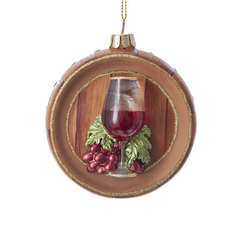 Item 106584 Wine Glass With Grapes Disc Ornament
