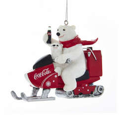 Item 106722 thumbnail Coke Polar Bear With Cub On Snowmobile Ornament