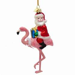 Thumbnail Noble Gems Santa With Flamingo Ornament