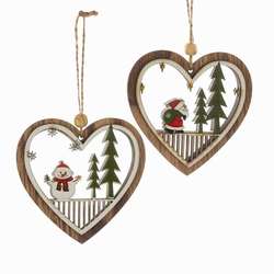 Thumbnail Heart With Snowman/Santa Ornament