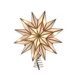 Thumbnail 12 Point Gold Capiz Star Tree Topper With 10 Lights