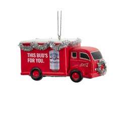Thumbnail Budweiser Red Truck With Garland Ornament